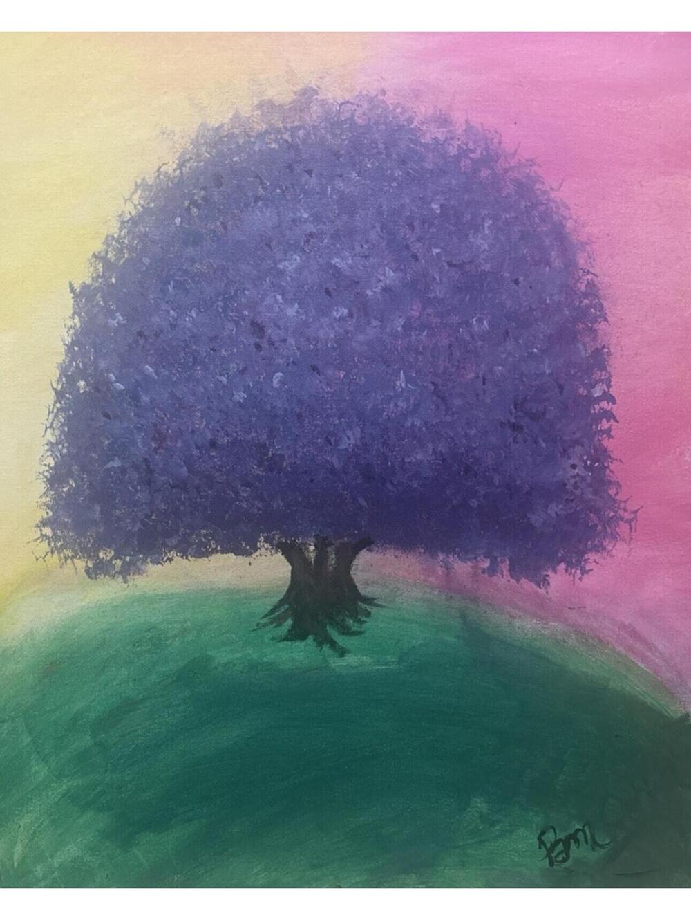 Impressionist Painting Purple Tree Of Life Pamela Oehlert On Canvas 16x20